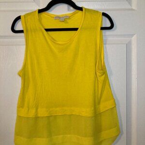 Michael Michael Kors Sunflower Yellow Mixed Media Sleeveless Top - Size L